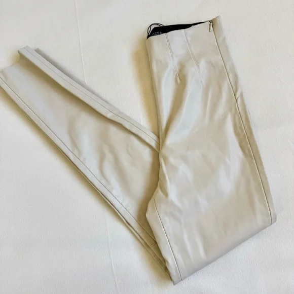 Zara Cream Faux Leather Pants - Picture 4 of 8